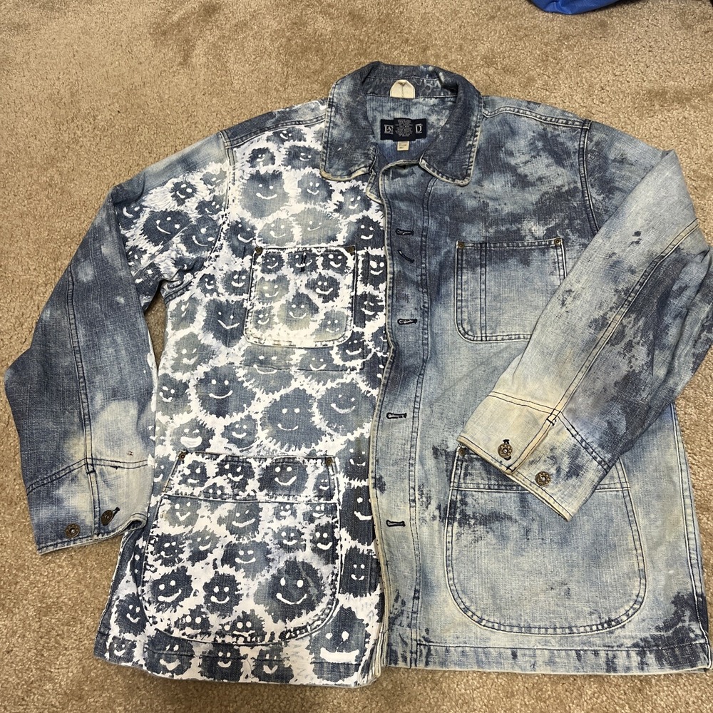 Design Denim Jean Jacket Fades Paints Wash Bleach XL  46-48 Lands End